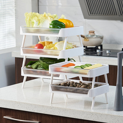 Foldable Kitchen Storage Rack with Drain Basket