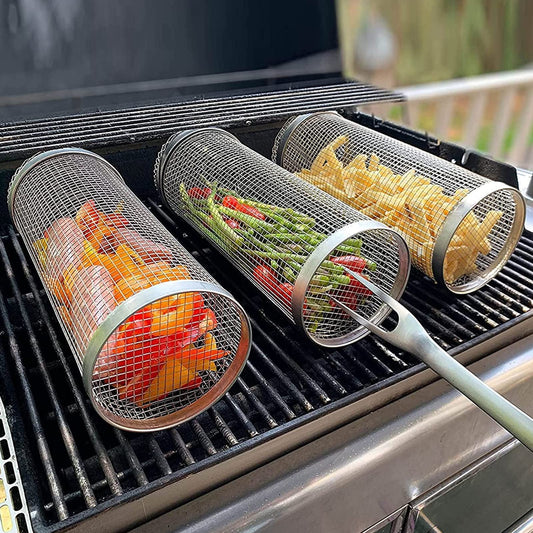 Rolling BBQ Grill Basket