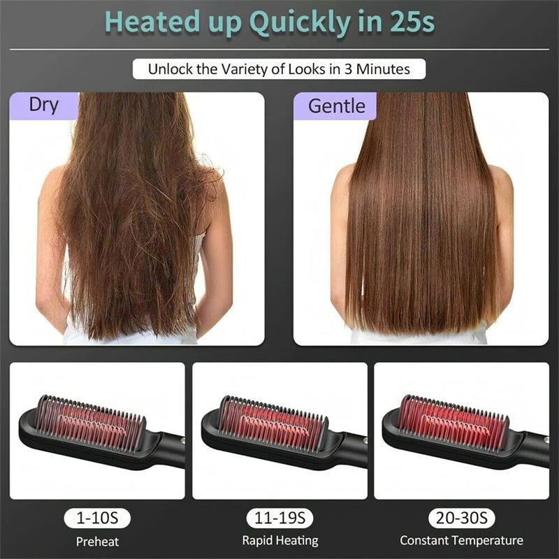 New 2-in-1 Electric Hair Brush & Straightener