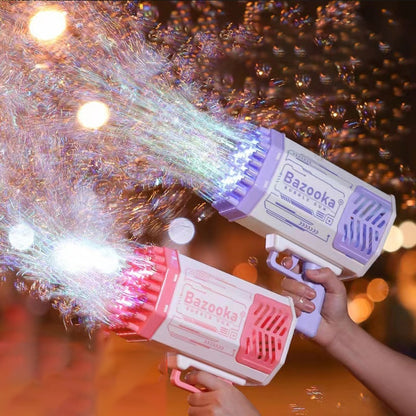 Rocket Bubble Gun – 69 Holes Automatic Blower with Lights