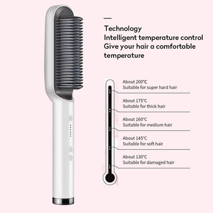 New 2-in-1 Electric Hair Brush & Straightener