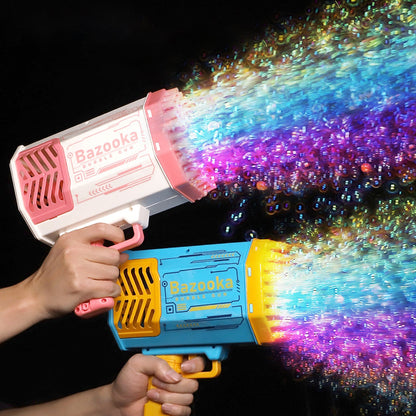 Rocket Bubble Gun – 69 Holes Automatic Blower with Lights