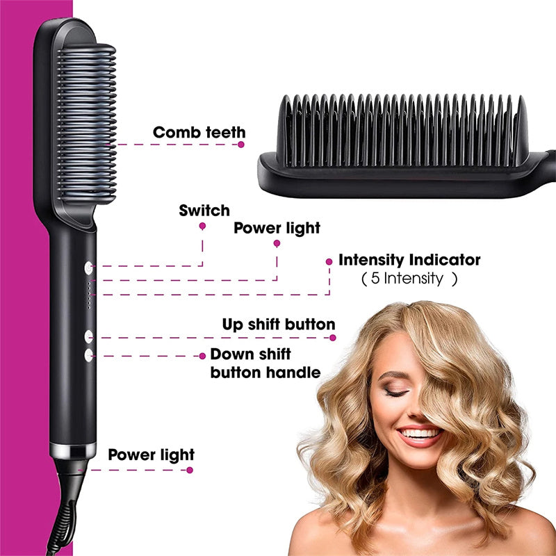 New 2-in-1 Electric Hair Brush & Straightener