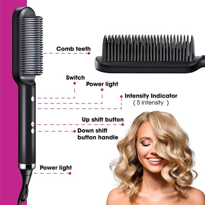 New 2-in-1 Electric Hair Brush & Straightener