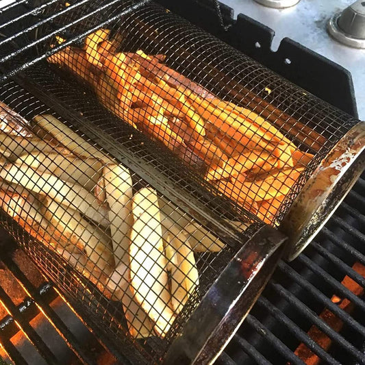 Rolling BBQ Grill Basket