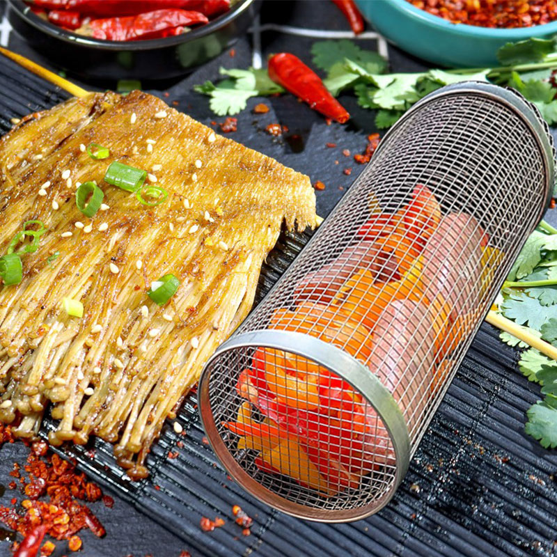 Rolling BBQ Grill Basket